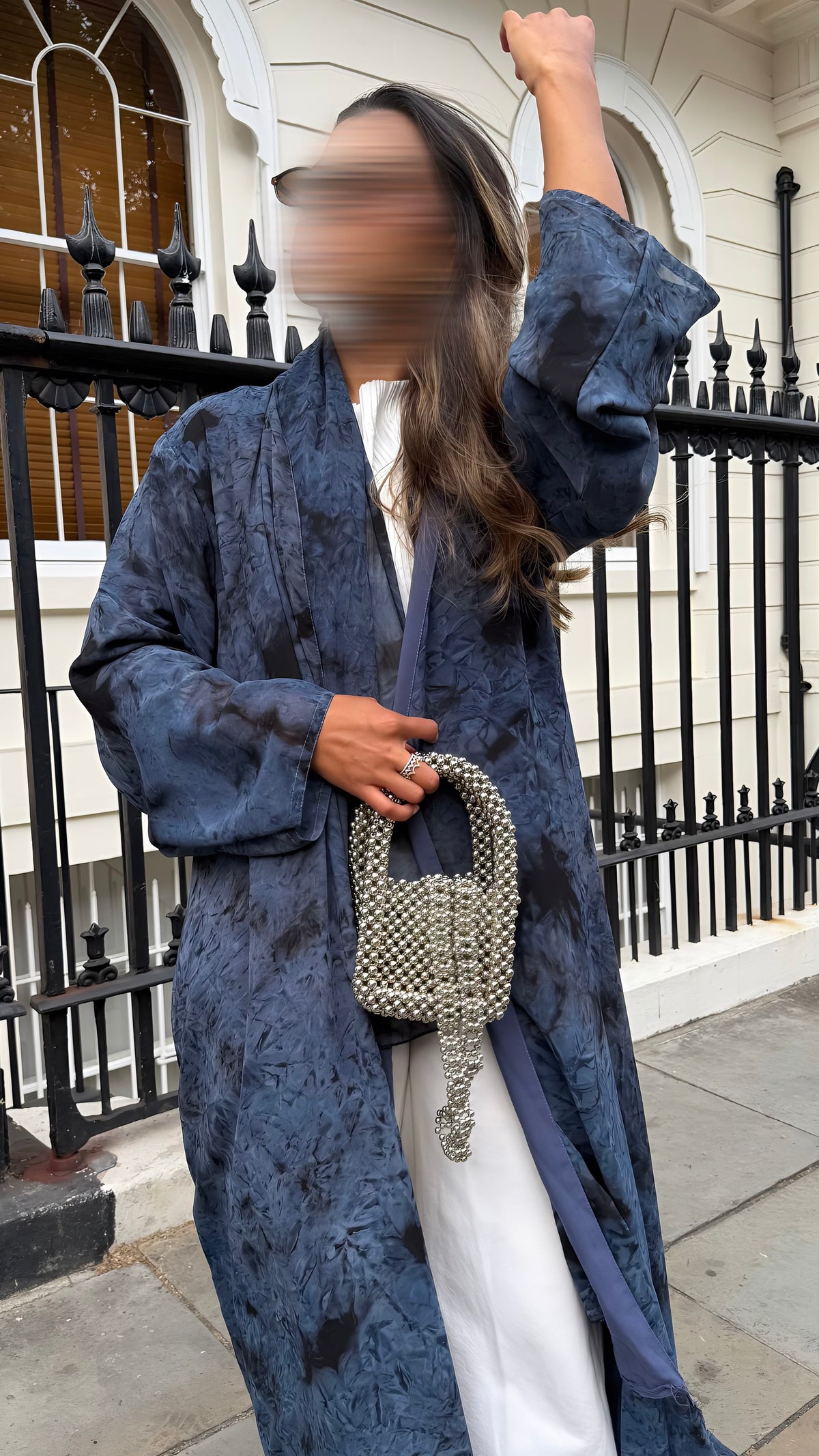 REÏWAH Fumé abaya in Burning Blue